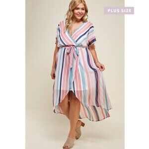 Winslow Plus Size Multicolor Stripe Wrap Dress NWT